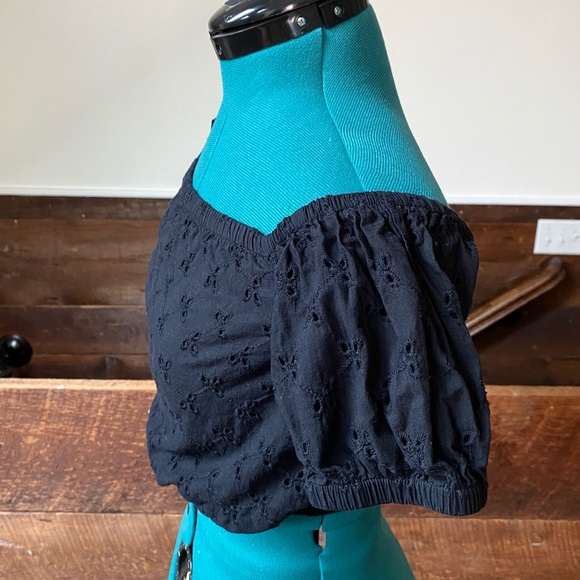 ASOS Clayton Eyelet Lace Cropped Peasant Top - Whimsigoth Fairycore - Picture 3 of 9